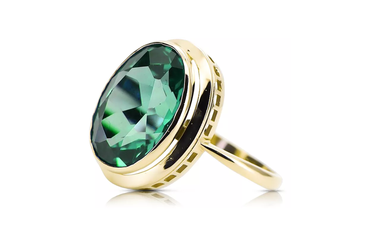 Ring Vintage Handwerk Smaragd 14 Karat Gelbgold vrc285y